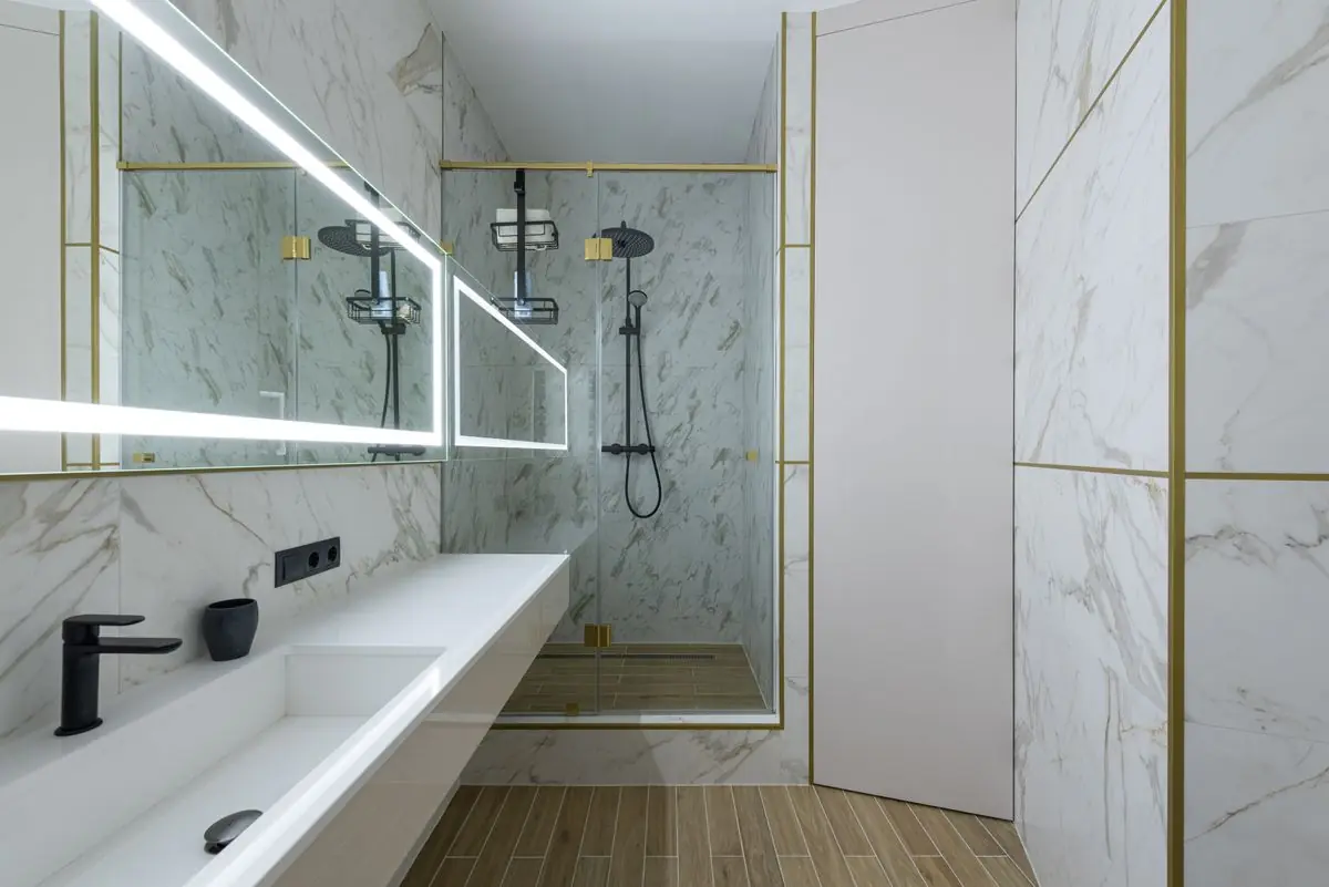 Marble Spa Retreat — Spa · Marble Tile bathroom in Tarrytown, Austin