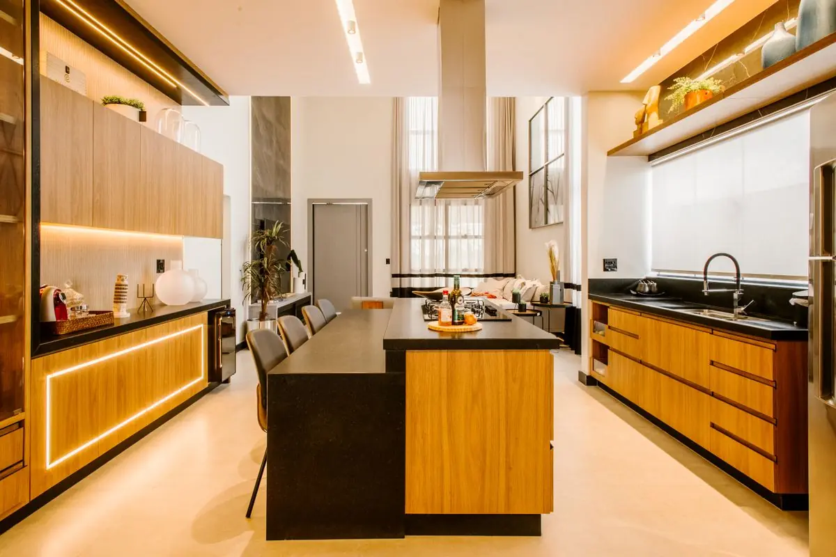 Walnut & Brass — Luxury · Dark Walnut kitchen in Westlake Hills